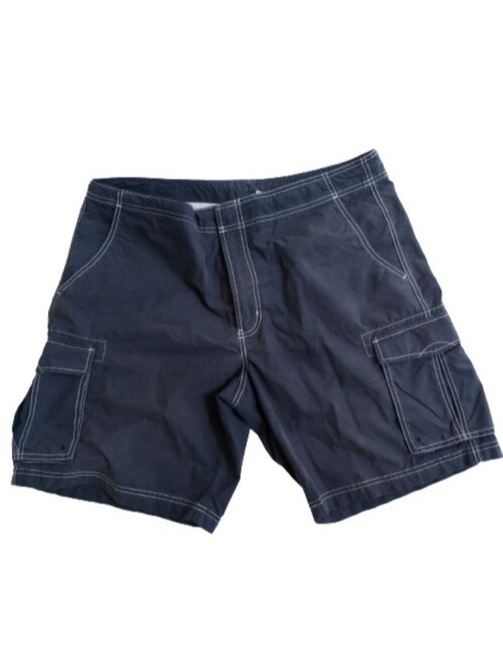 L.L. Bean Swim Trunks Size 38 Navy Blue Board Shorts Cargo Pockets Mesh Lined